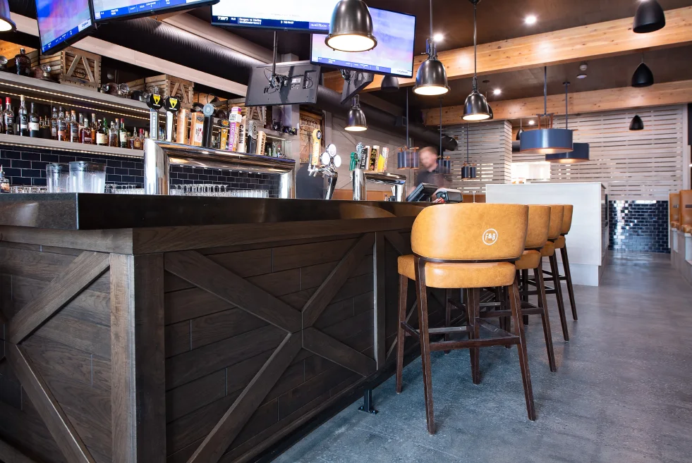 custom furniture and upholstery for a restaurant in Canmore