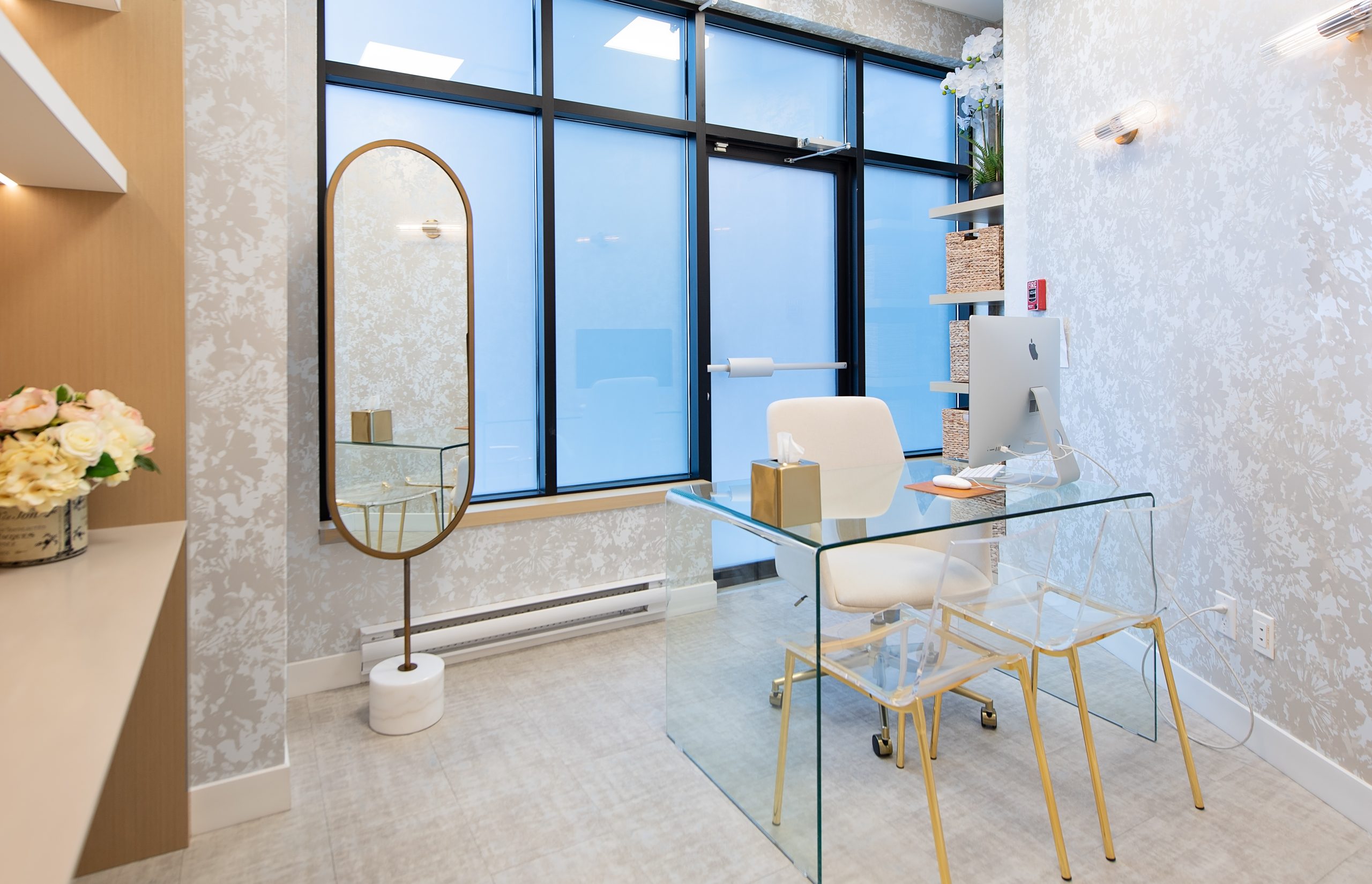 Custom commercial workspace built-in cabinets and shelving